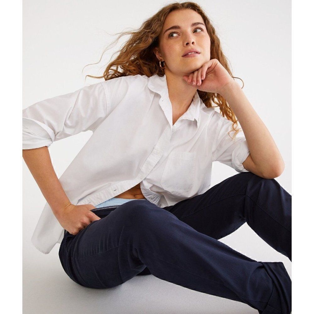 Pacsun LA Hearts Boyfriends Shirt White Button Down Oversized Sz M Paper Thin
